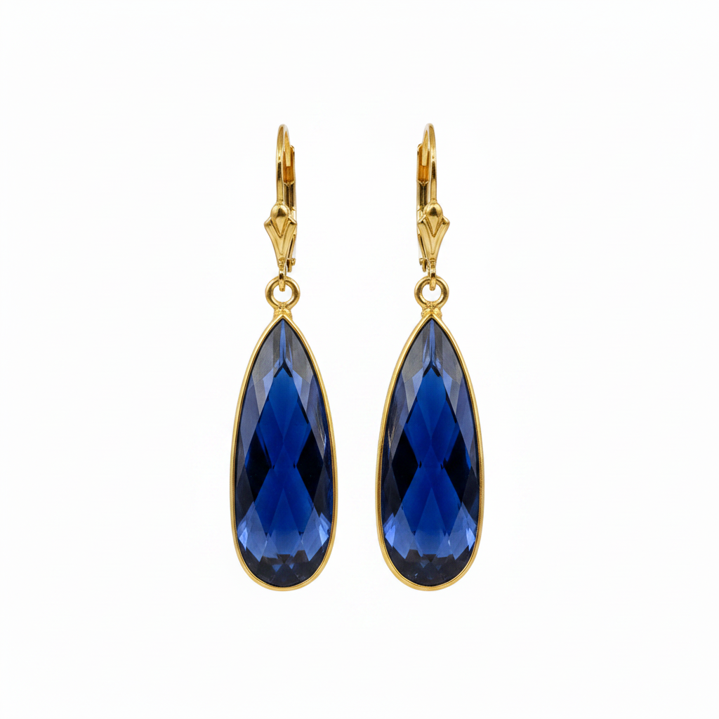 Deep Opaque Navy Blue Drop Earrings