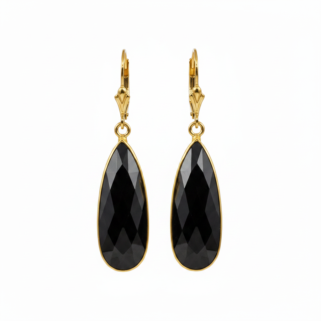 Faceted Black Onyx Drop Earrings