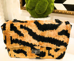 Teramasu One of a Kind Gold Black Animal Print Handmade Silk Tapestry Purse