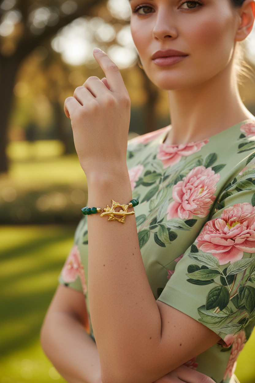 Green agate pagoda bracelet elegant lifestyle