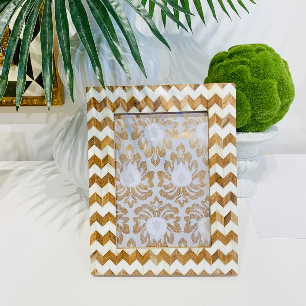 Brown and Cream Inlaid Picture Frame
