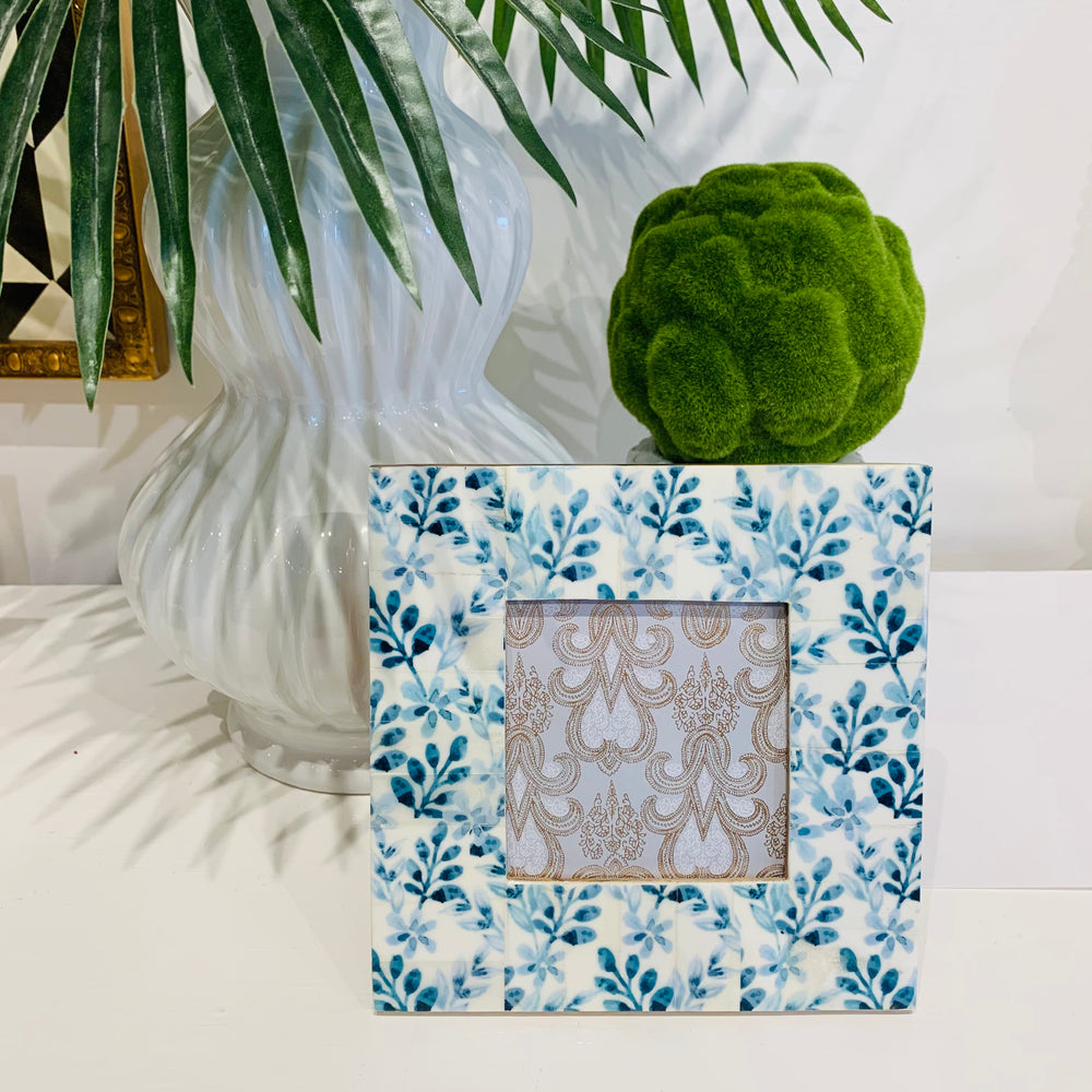 Blue and White Floral Picture Frame
