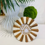 Brown and Cream Inlaid Round Picture Frame