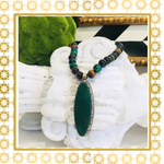 Green Agate Stone Pendant With  Multi Color Agate Beads One of a Kind  Necklace