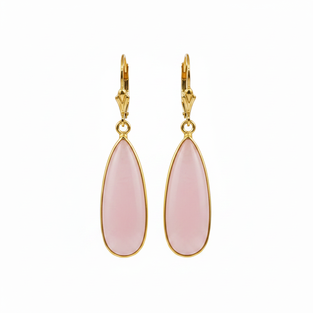 Pink Rose Quartz Drop Earrings