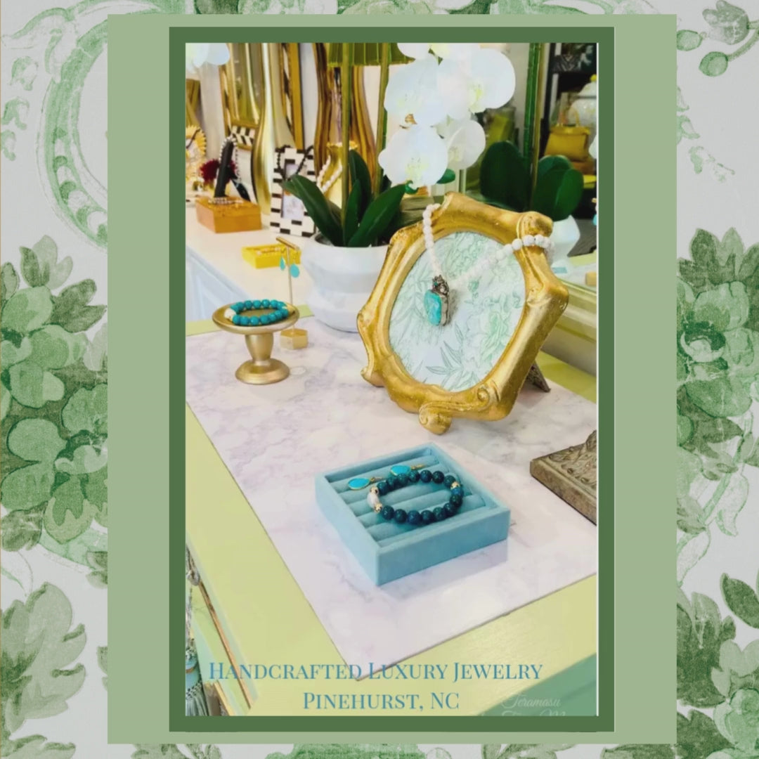 Luxury Baroque Pearl Chrysocolla Gratitude Bracelet - Luxury Handmade Jewelry in Pinehurst, NC
