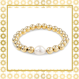 The Luxury Gratitude Bracelet in 14K Gold Filled With A Baroque Pearl Bridal Jewelry Purity  Generosity  Loyalty