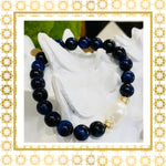 Luxury Baroque Pearl Gratitude Bracelet 14K Gold Filled  in Navy Blue Tigers Eye Harmony Balance Strength