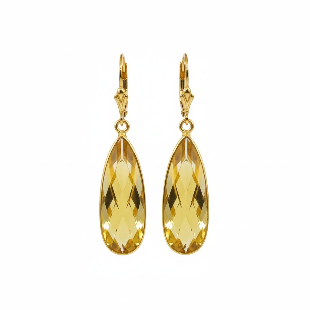 Teramasu Tear Drop Citrine Earrings on white background