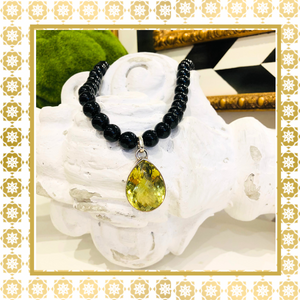 Black Onyx Yellow Topaz Necklace