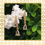 Teramasu CZ Crystal Pink Hoop Gold Plated Dainty Drop Earrings