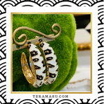 Teramasu Black White Enamel  Classic  Hoop Earrings