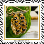 Teramasu Black Beige Enamel  Classic  Hoop Earrings