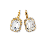 Teramasu Clear Crystal with CZ Crystals Lever Back Gold Plated Earrings