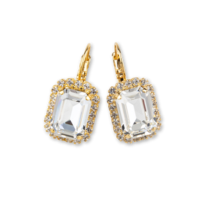 Teramasu Clear Crystal Lever Back Gold Plated  Earrings