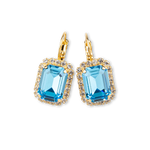 Teramasu Aqua Blue Crystal With CZ Crystals Lever Back Gold Plated  Earrings