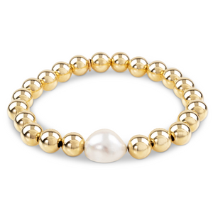 The Luxury Gratitude Bracelet in 14K Gold Filled With A Baroque Pearl Bridal Jewelry Purity  Generosity  Loyalty