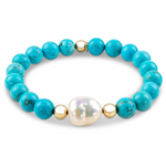 Luxury Baroque Pearl Gratitude Bracelet 14K Gold Filled in Turquoise Strength  Wisdom  Friendship