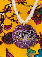 Teramasu Baroque Pearl Necklace with Purple Jade Pendant