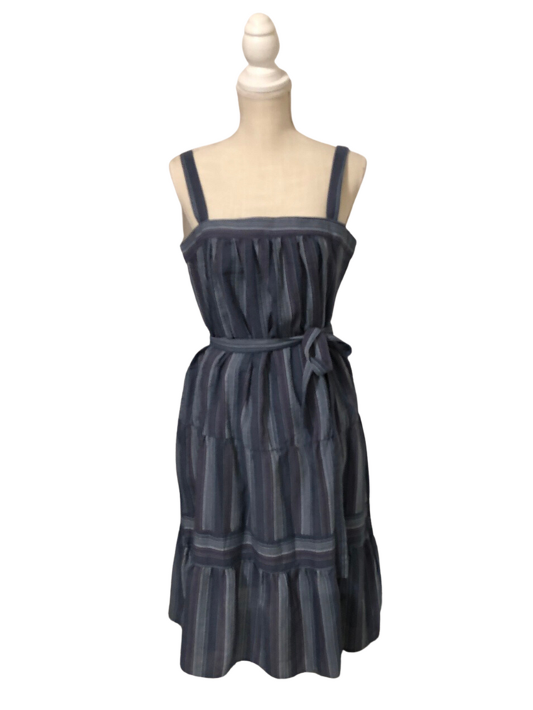 Blue Stripe Sleeveless Midi Dress