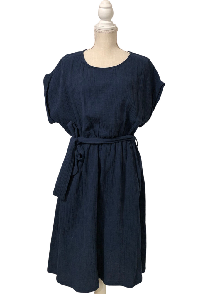 Navy Blue Short Sleeve Dress
