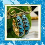 Teramasu Navy Blue Enamel Classic  Hoop Earrings